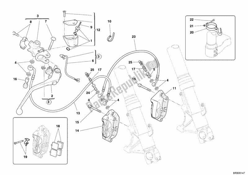 All parts for the Front Brake System of the Ducati Superbike 749 R USA 2006